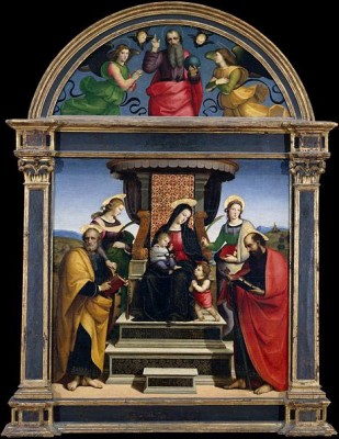 Raphael-Madonna_and_Child_Enthroned_with_Saints - Totally History