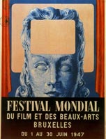 PLAQUE ALU REPRODUISANT UNE AFFICHE FESTIVAL MONDIAL DU CINEMA BEAUX ARTS 1947 