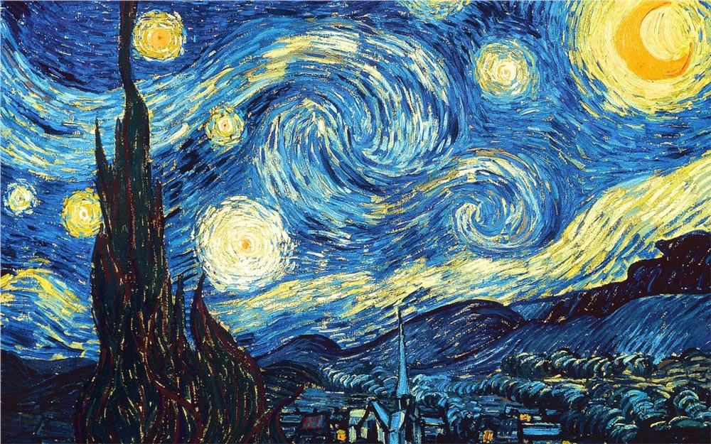 ARTCANVAS The Starry Night By Vincent Van Gogh - Rectangle 1889 Canvas Art Print - Ready To Hang