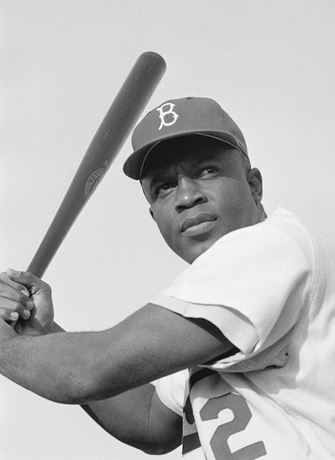 Jackie Robinson in his Brooklyn Dodgers uniform